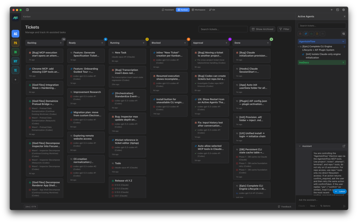 AgentsInFlow Kanban Board - Manage AI tasks across projects